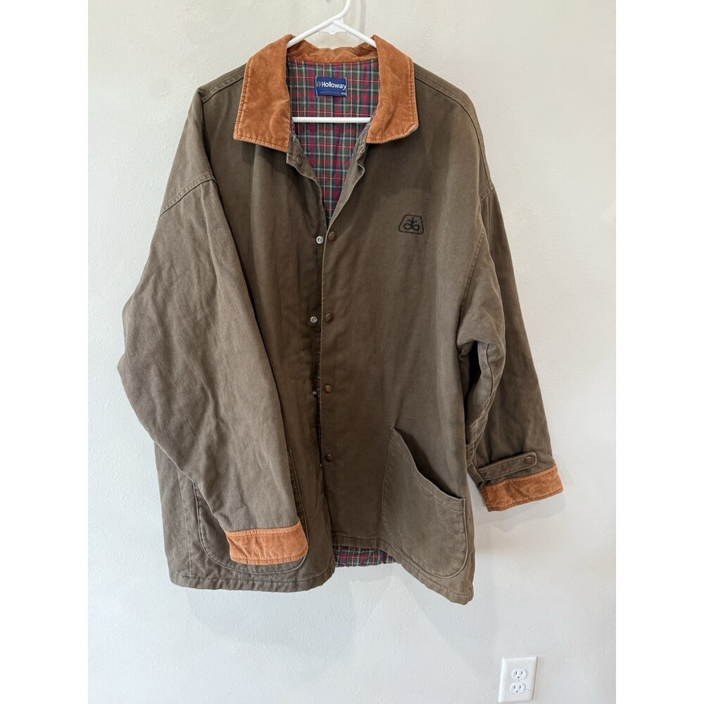 Vintage Chore Jacket Coat Holloway Canvas Workwear Brown Mens XXL Construction